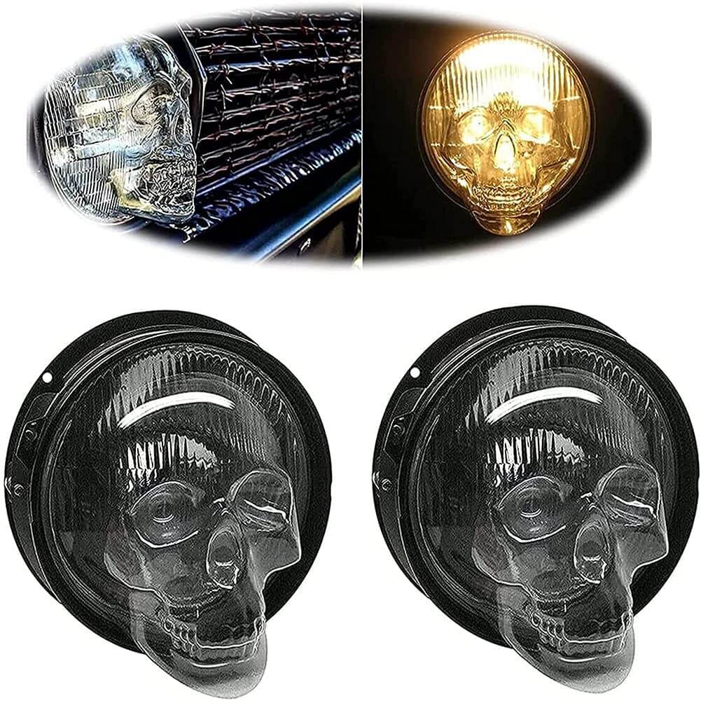 Skull Headlight Covers for Cars Halloween Decor Durable Protection