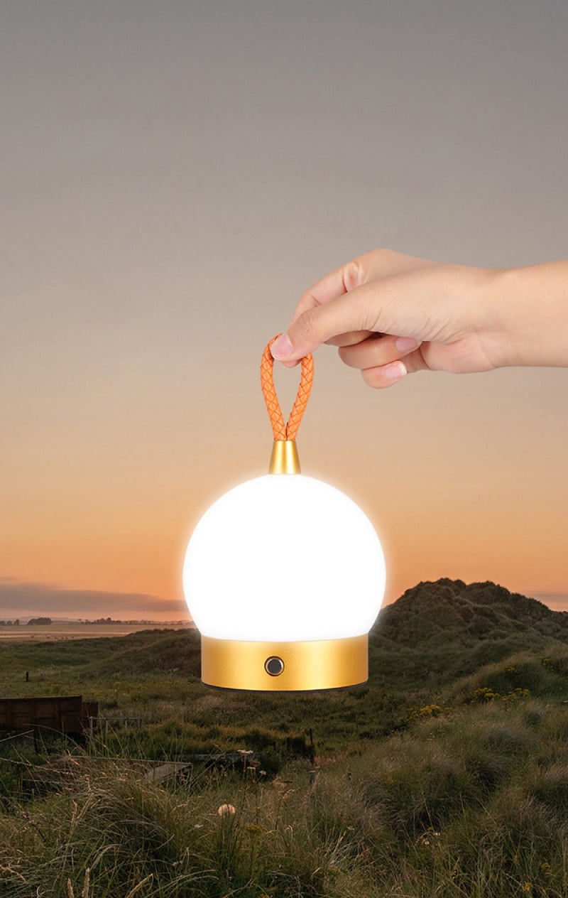 Timmy Orb Waterproof Cordless LED Lamp | Rechargeable Battery 7-9h | Touch Dimmable | IP65 Outdoor Indoor | Aluminum PU Leather | Black Silver Gold