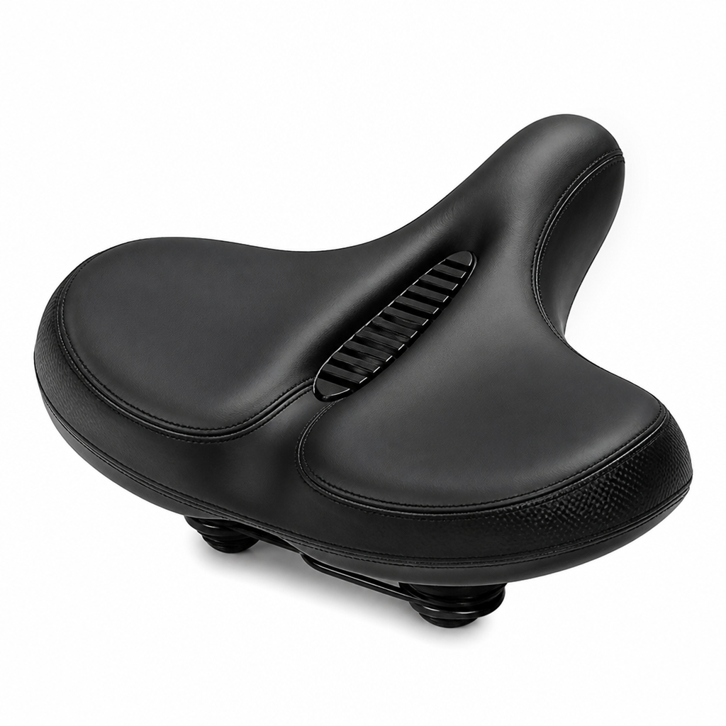 Extra-Wide Breathable Shock-Absorbing Bicycle Saddle