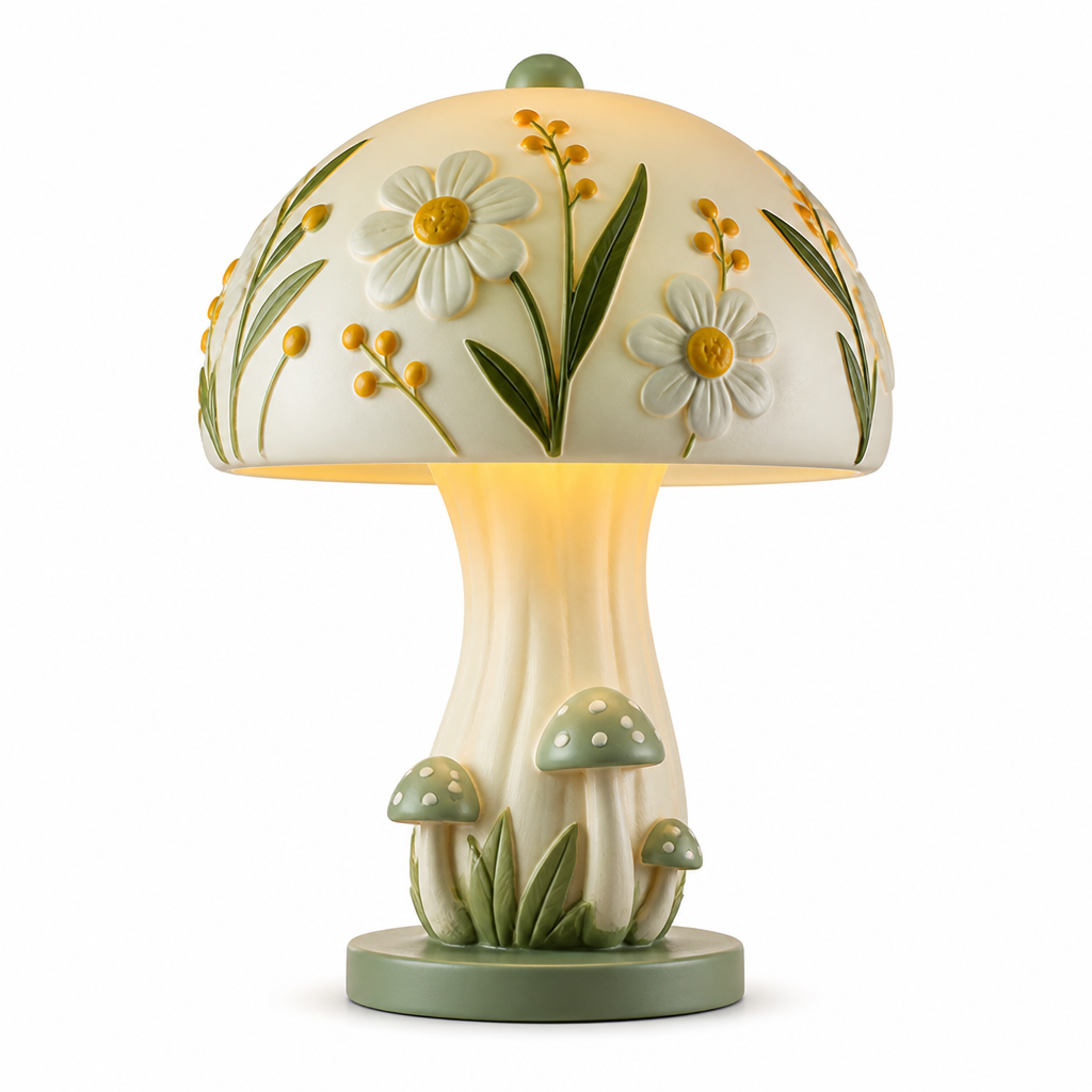 Mushroom-Shaped Stained Glass Table Lamp — USB Powered