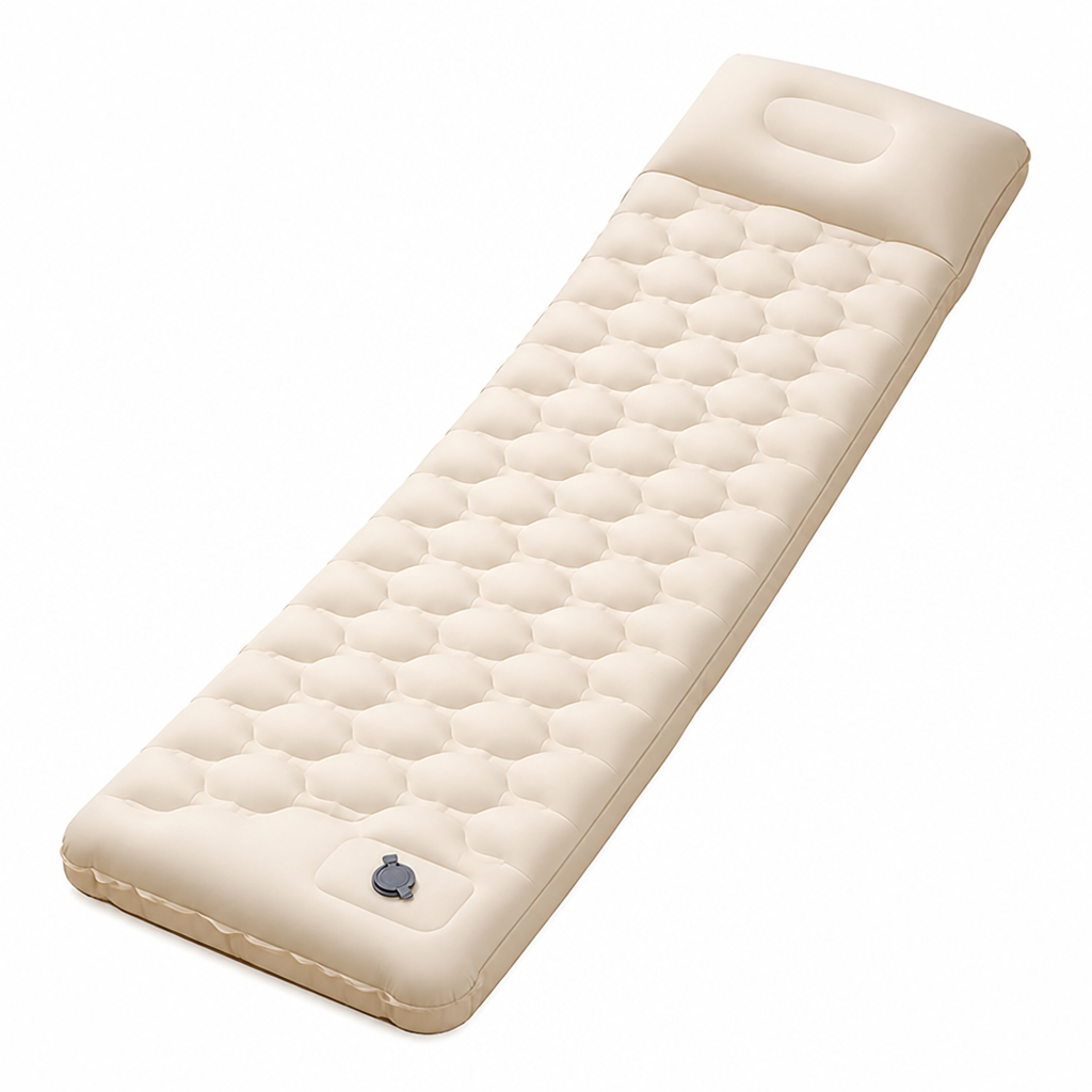 Inflatable Camping Sleeping Pad with Integrated Pillow