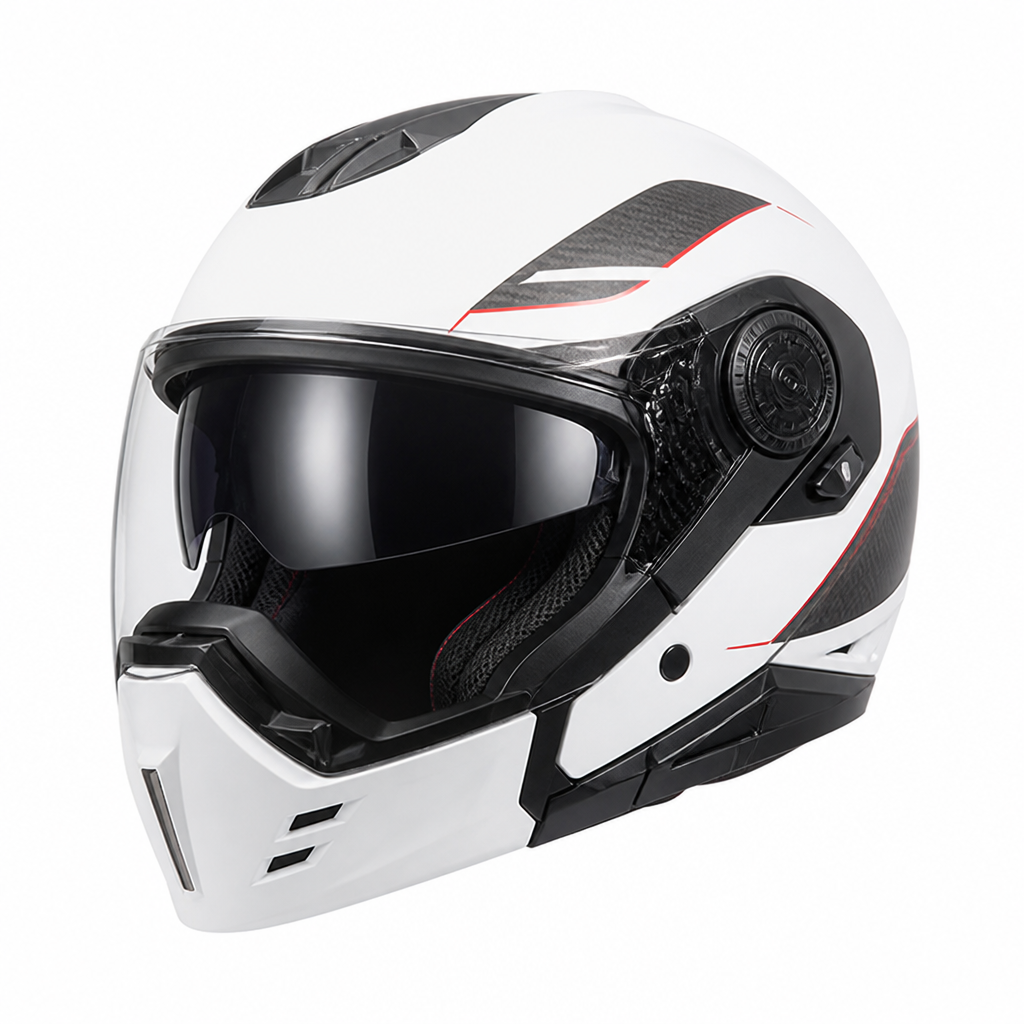Modular Motorcycle Helmet with Removable Chin Guard