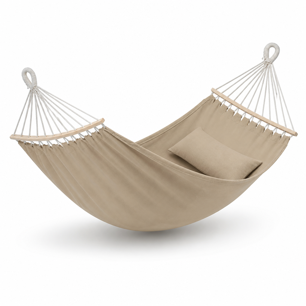 Double Canvas Hammock with Removable Spreader Bar