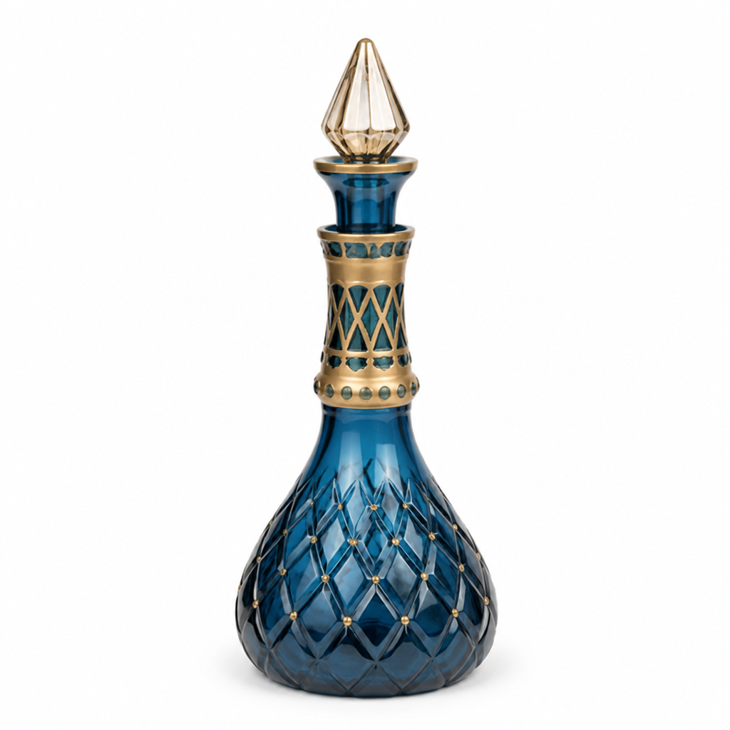 Hand-Painted Decorative Glass Bottle — Purple Mirror Finish