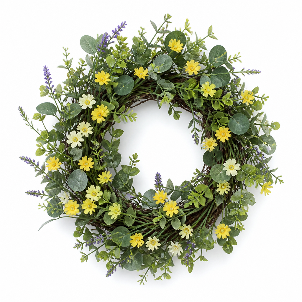 Grapevine Front Door Wreath with Silk Flowers