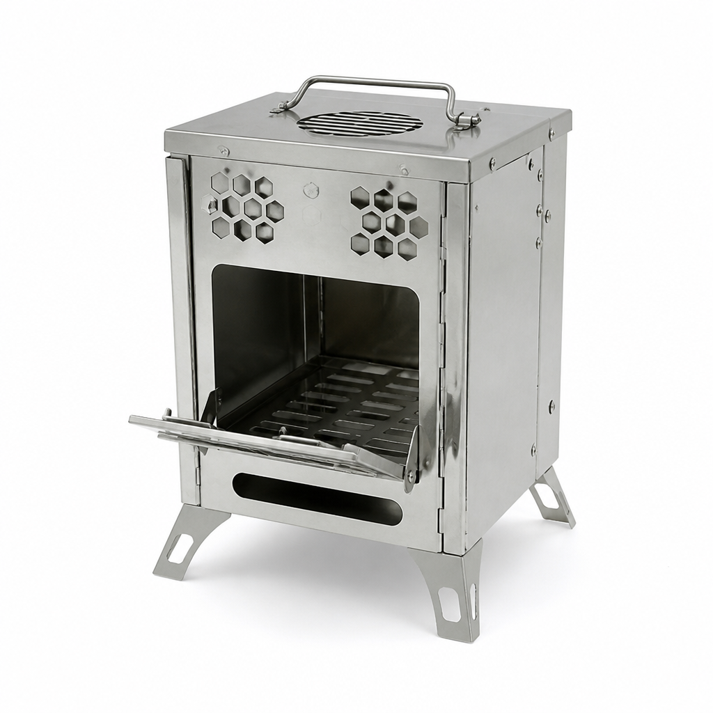 Foldable Camping Wood Stove — Stainless Steel