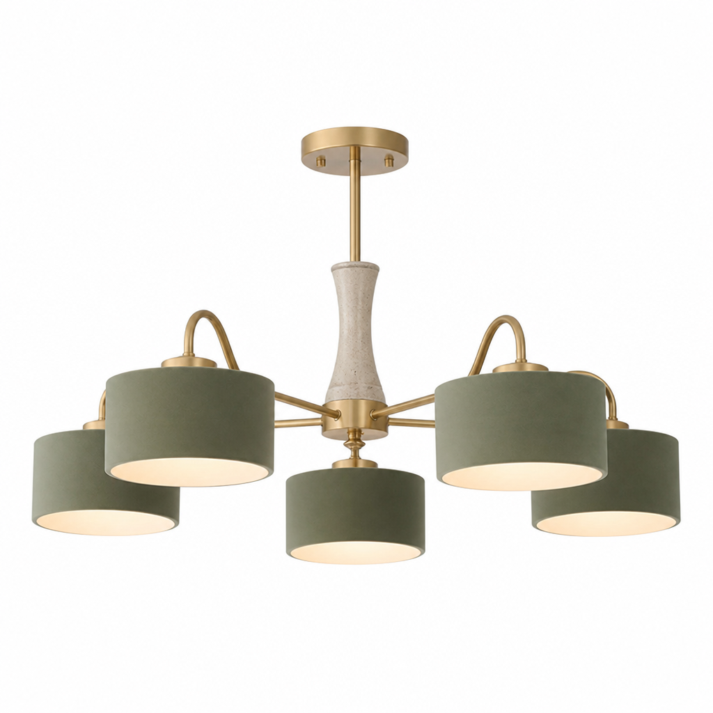 Pendant Light with Glass Shades, Wood Base