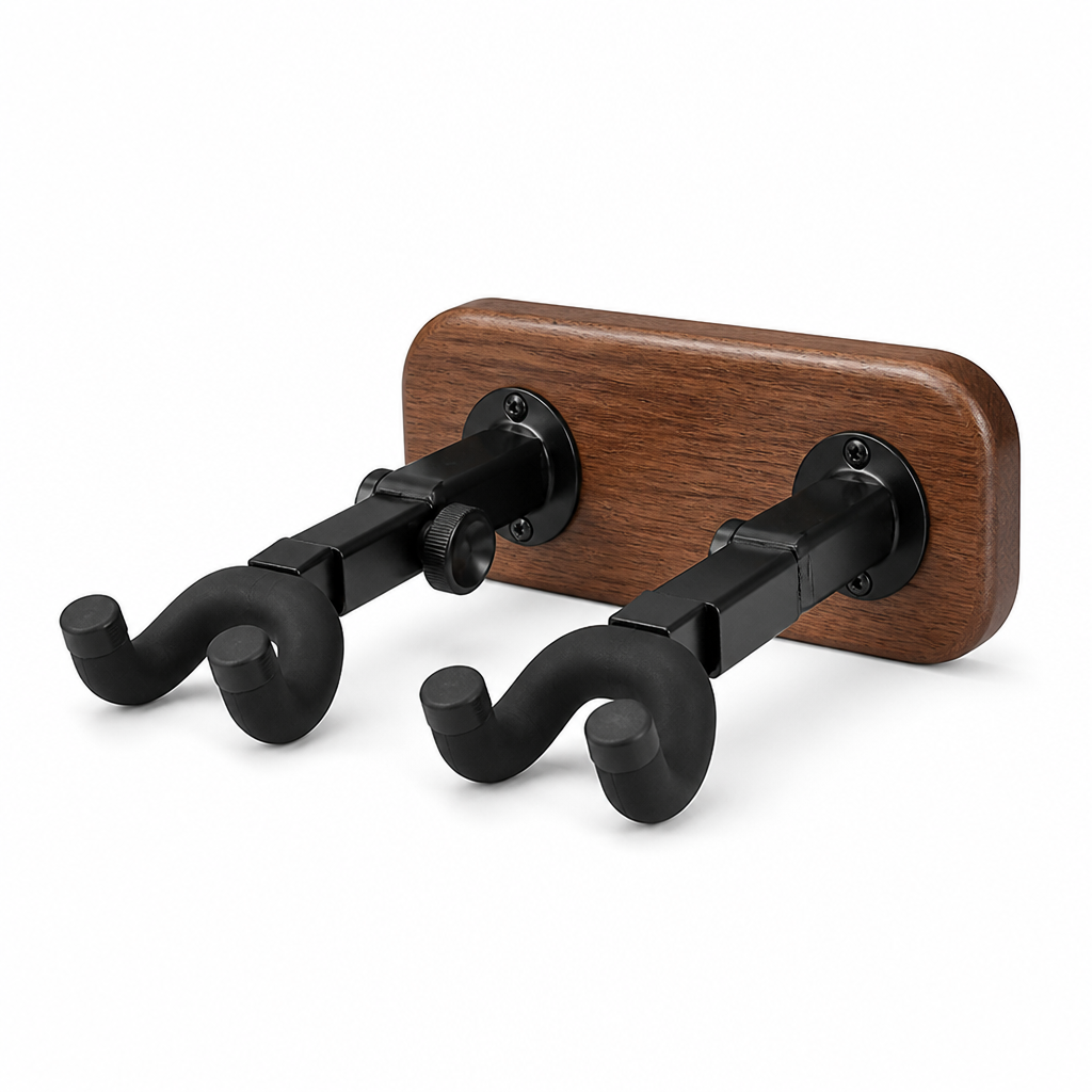 Wall-Mounted Guitar Holder — Wood and Metal