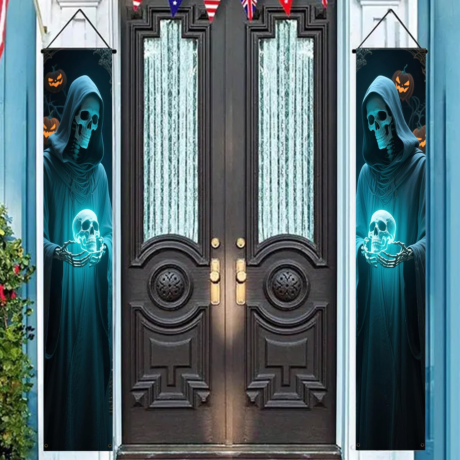 Halloween Skeleton Hanging Banners for Door & Wall Décor, Polyester