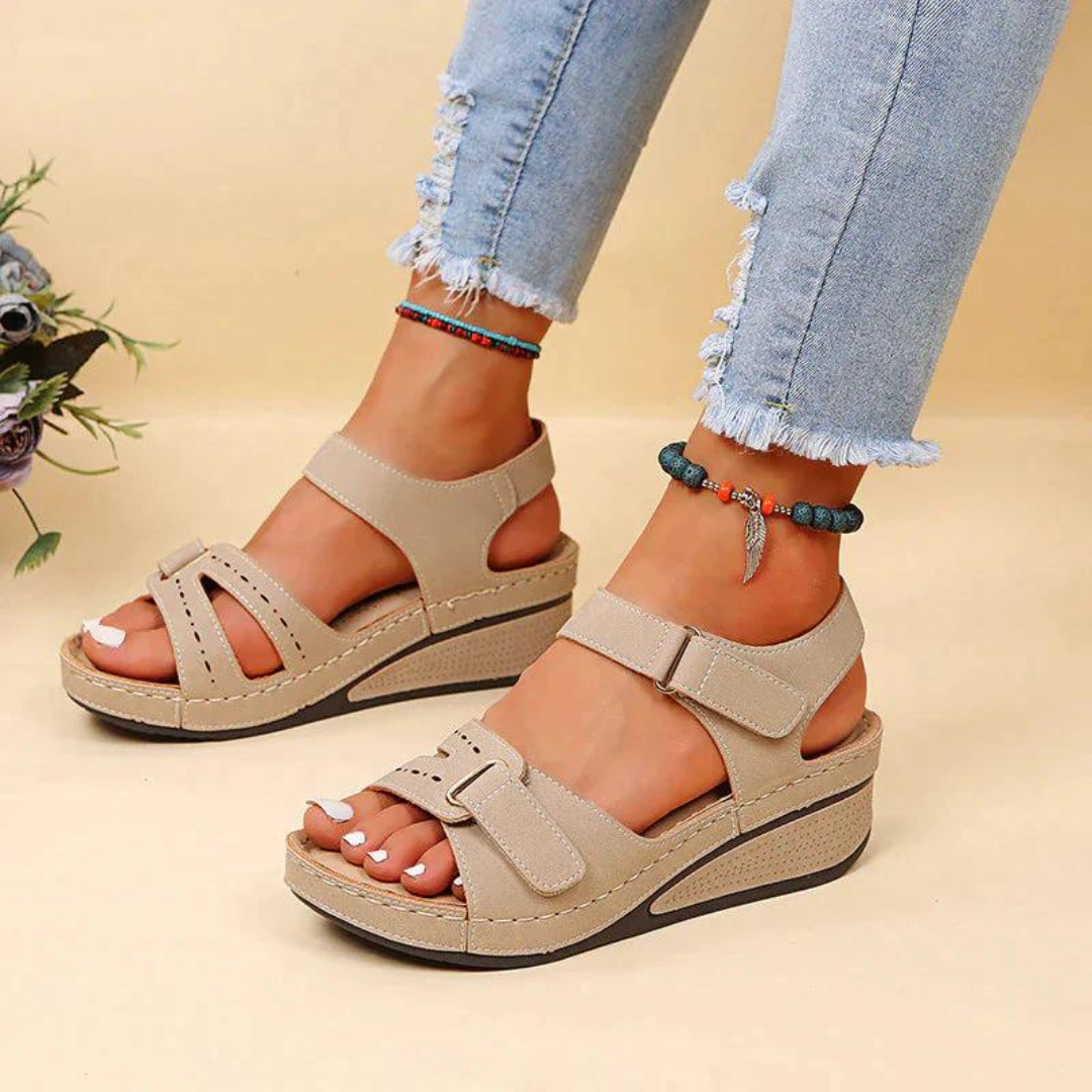 Women’s Sandals | Velcro-Strap Platform Wedge | Adjustable Cushioned Footbed | Breathable Comfort