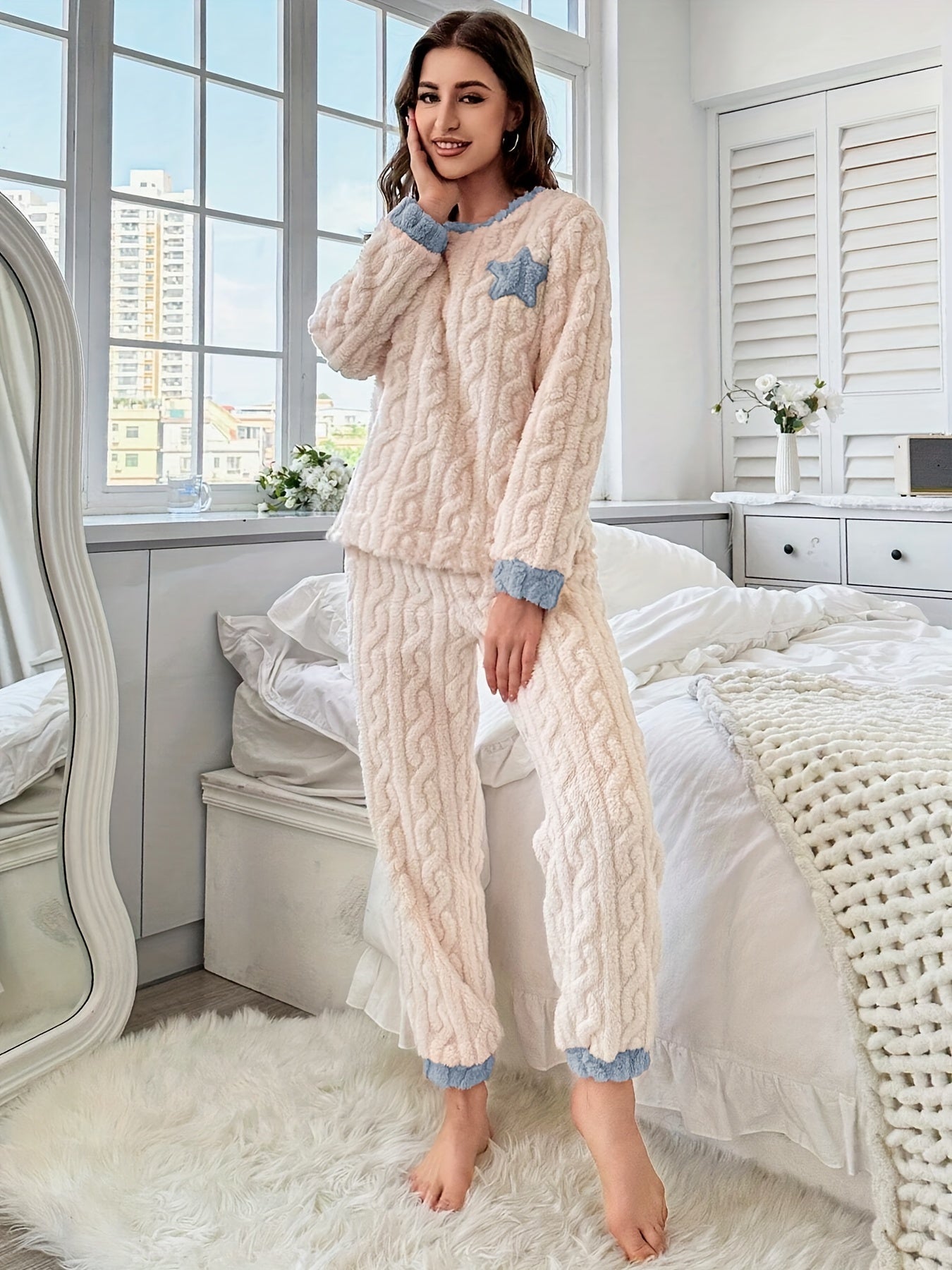 Women’s Fleece Pajama Set | Long Sleeve | Cozy Warmth for Winter | Polyester