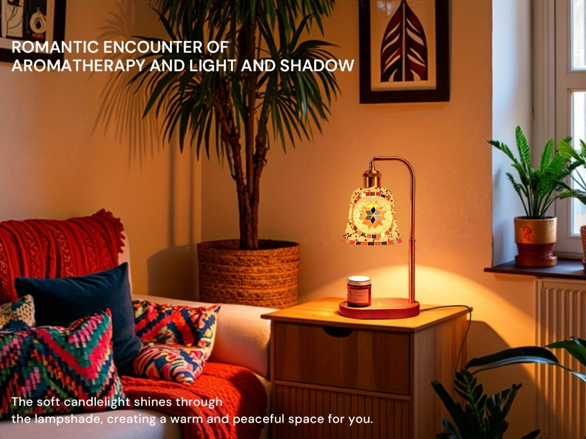 Artisan Mosaic Candlelight Lamp – Adjustable Glass Table Light