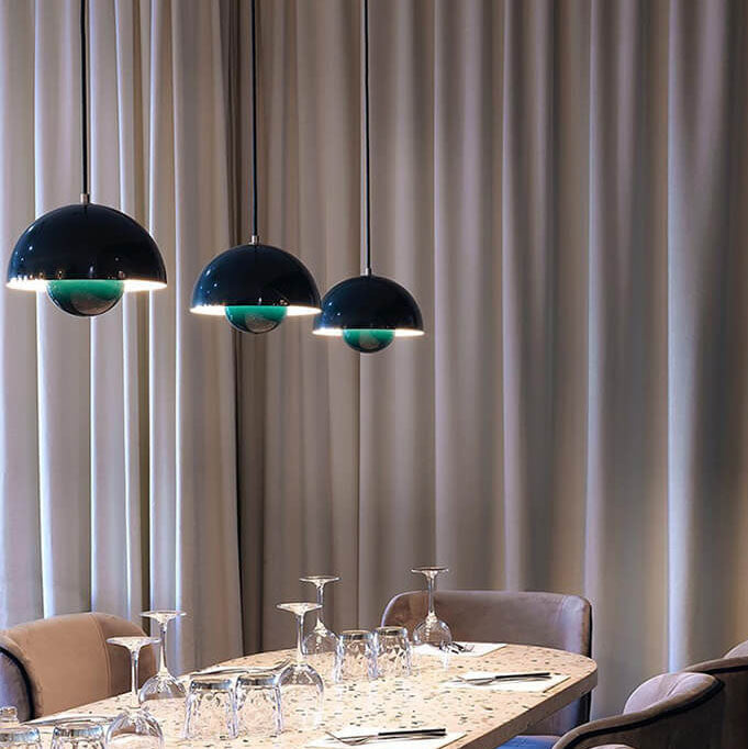 Dome Pendant Light | Nordic-Inspired Semicircle Design | Metal Construction | Adjustable Suspension Cord