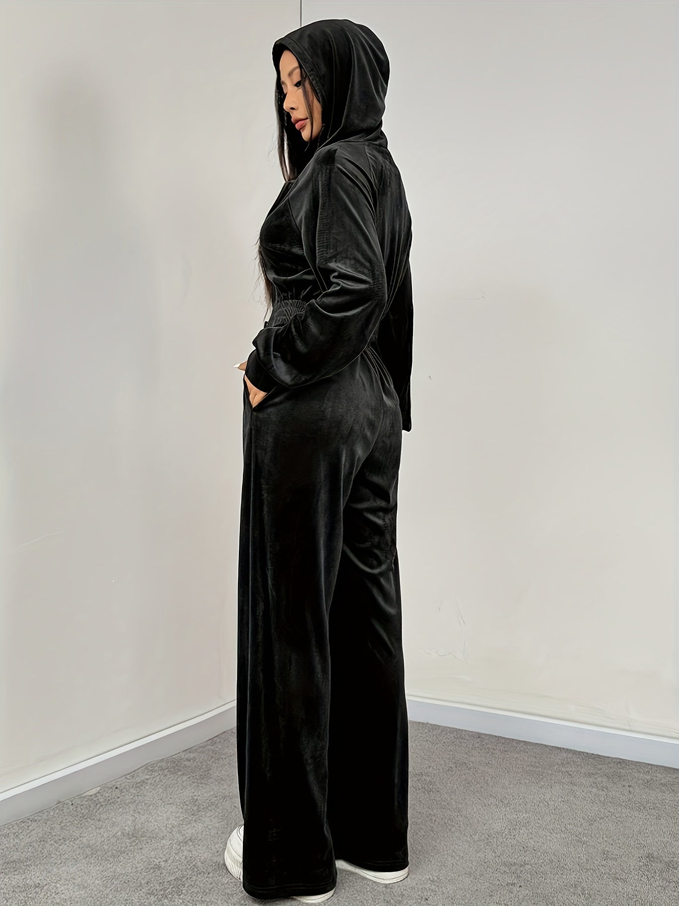 Velvet Lounge Set | Cropped Zip Hoodie | Comfortable Relaxed Fit | Plush Velvet