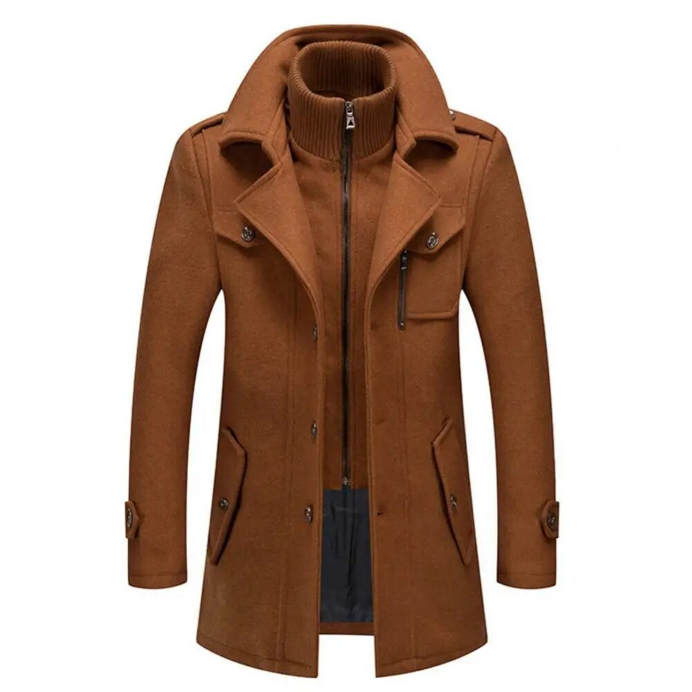Men's Double-Collar Jacket | Tailored Fit & Polyester | Zipper & Pockets | Comfortable Warmth