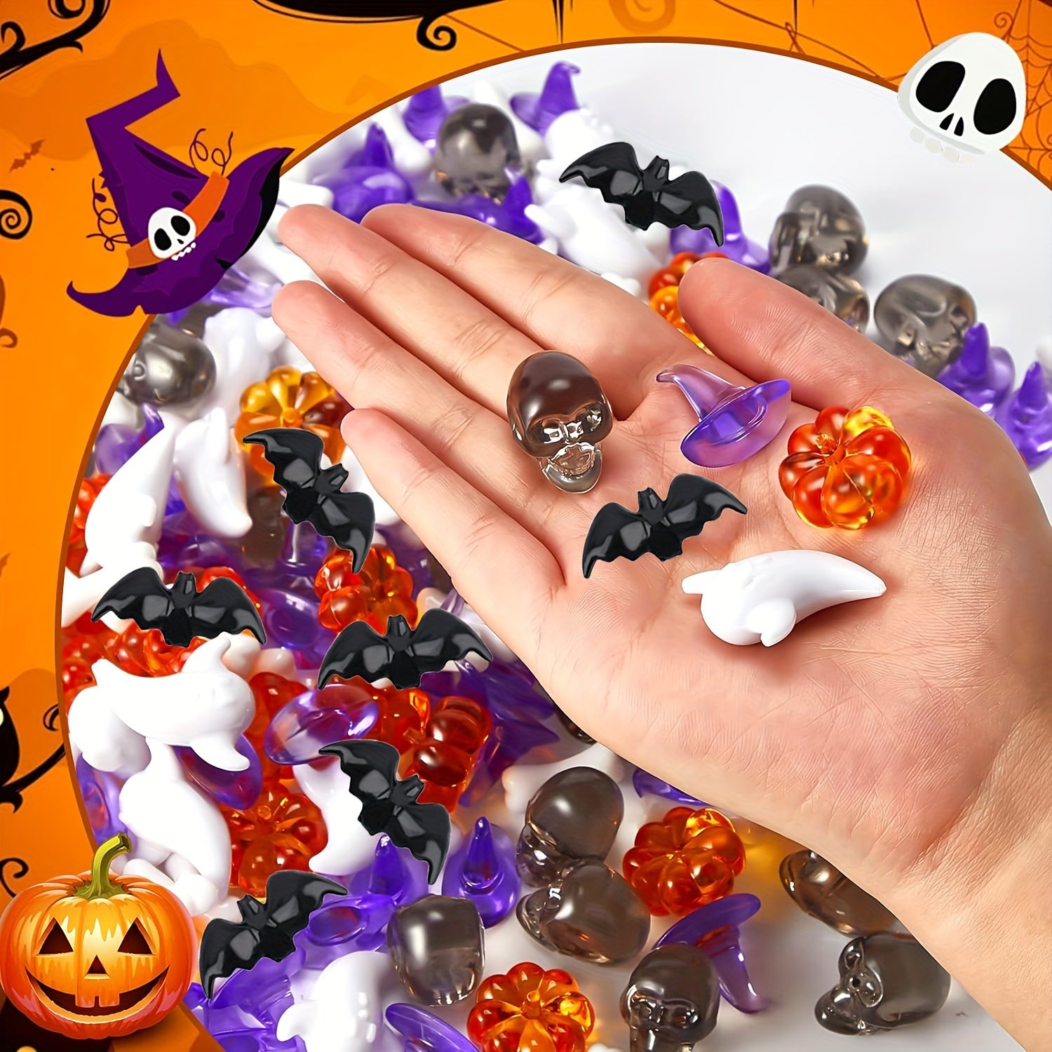40-Piece Halloween Acrylic Table Decorations Set with Pumpkin & Skull Designs