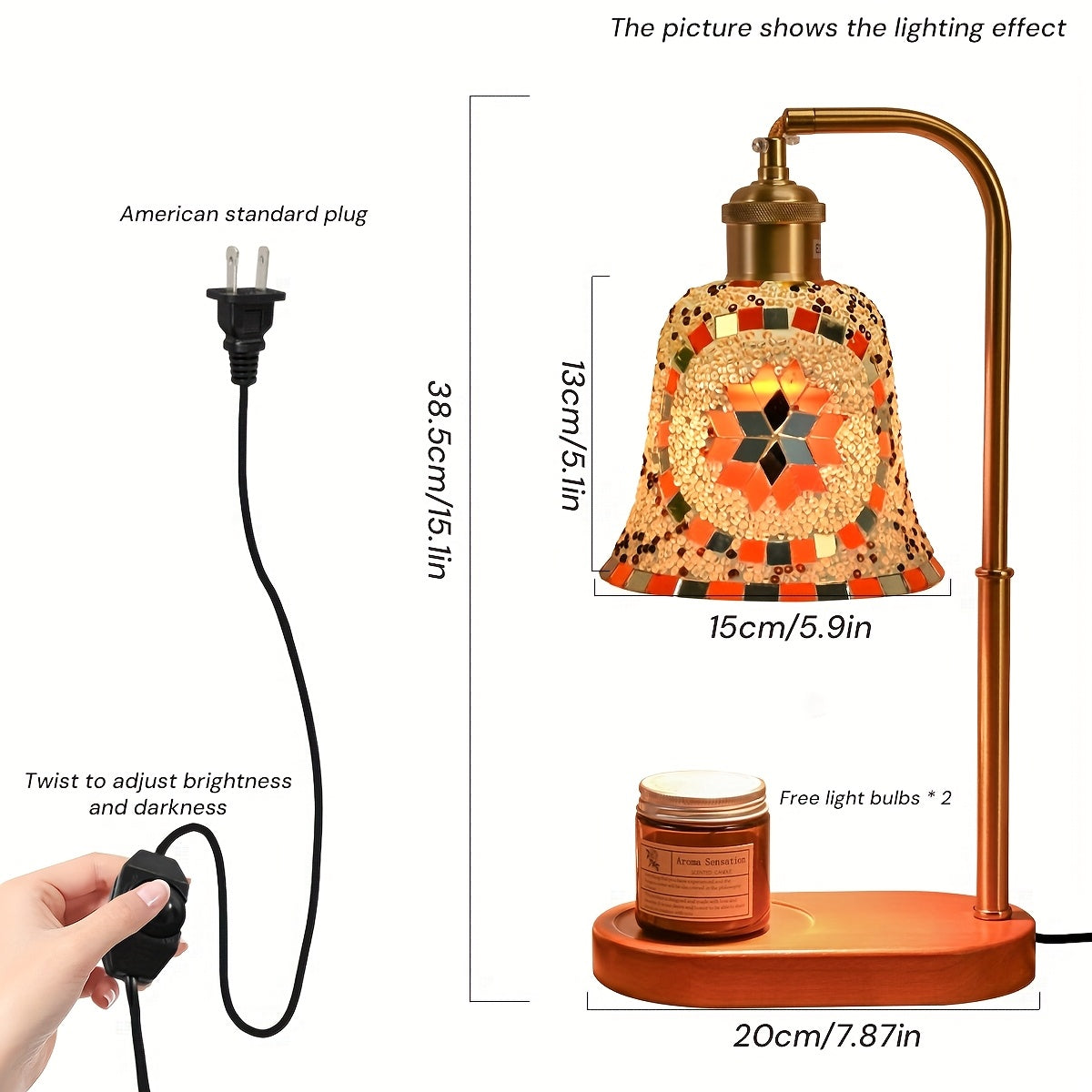 Artisan Mosaic Candlelight Lamp – Adjustable Glass Table Light