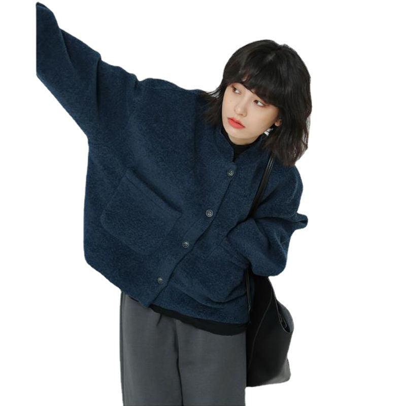 Oversized Fleece Jacket | Front Button Closure & Patch Pockets | Cotton Blend | Comfortable Fit