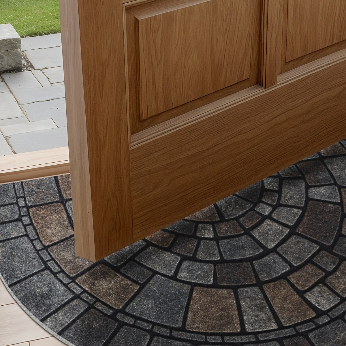 Elegant Round Mosaic Welcome Mat for Indoor and Outdoor Spaces