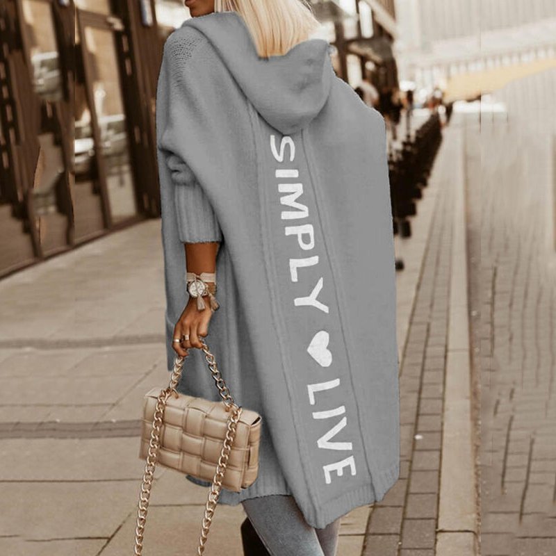 Women's Knit Cardigan | Oversized Hooded Longline | Acrylic & Polyester Blend | Comfortable Fit