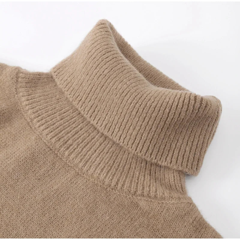 Women’s Turtleneck Sweater | Soft Polyester Knit | Oversized Fit | Versatile Warmth and Style