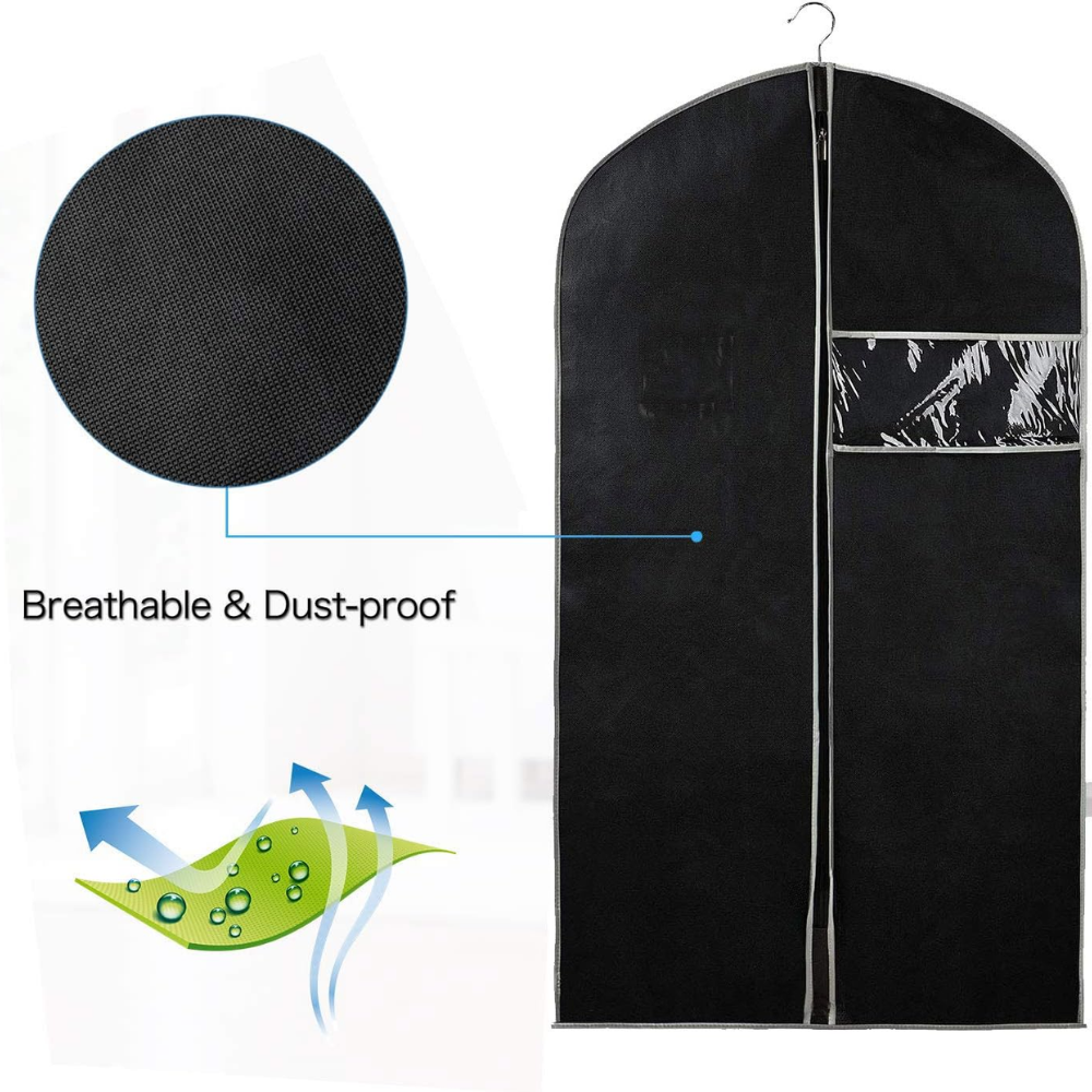 Breathable Garment Storage Covers - 10 Pack with Clear Closet View