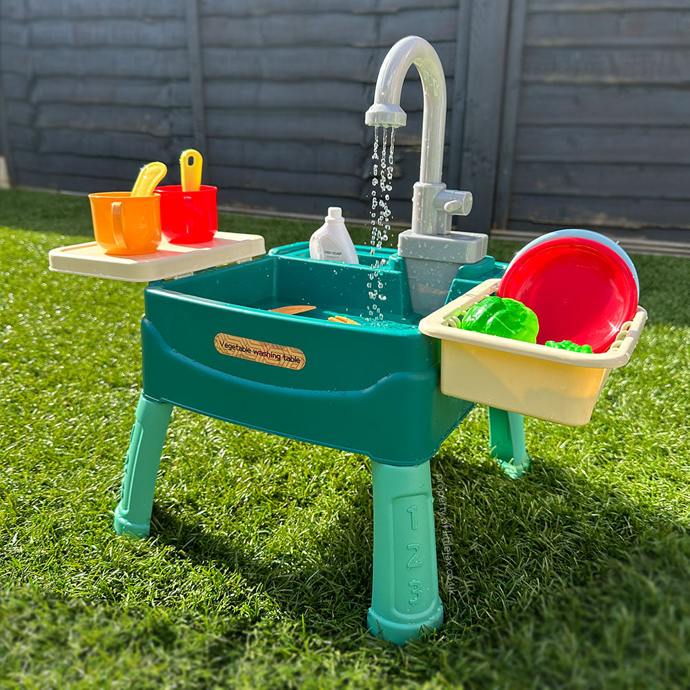 Interactive Kids Kitchen Sink Playset with Water Flow & Accessories