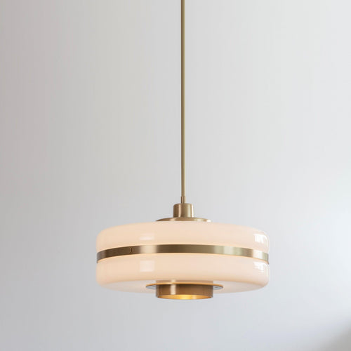 Elegant Glass and Metal Pendant Light with Warm LED Embrace