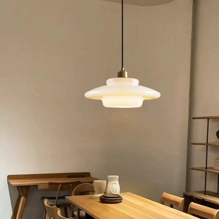 Sleek White Glass Hanging Light for Contemporary Spaces