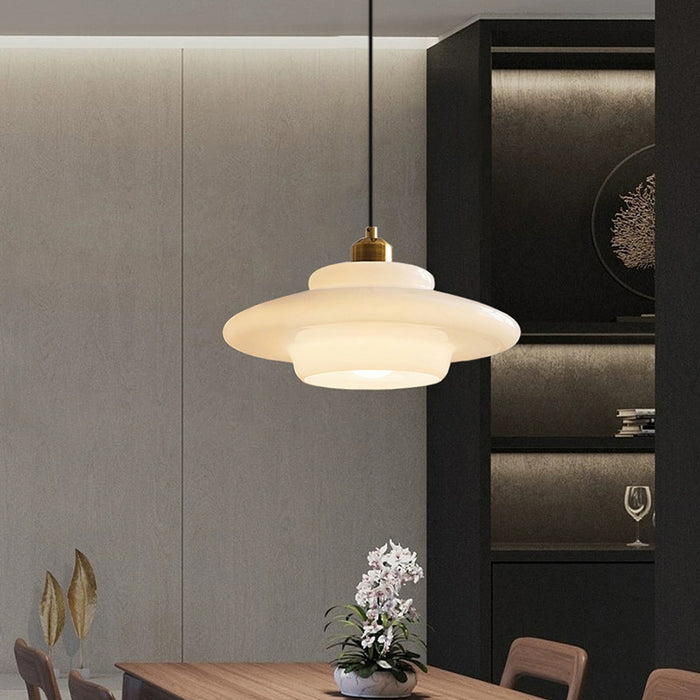 Sleek White Glass Hanging Light for Contemporary Spaces