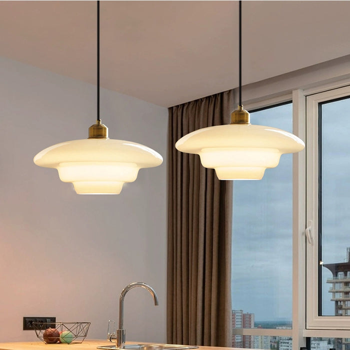 Sleek White Glass Hanging Light for Contemporary Spaces