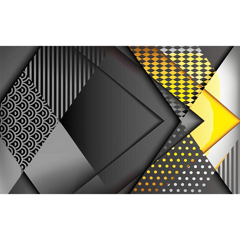 Taavita Color Block Wall Sticker for Meeting Room Decoration, Gray and Yellow, Custom Size Available