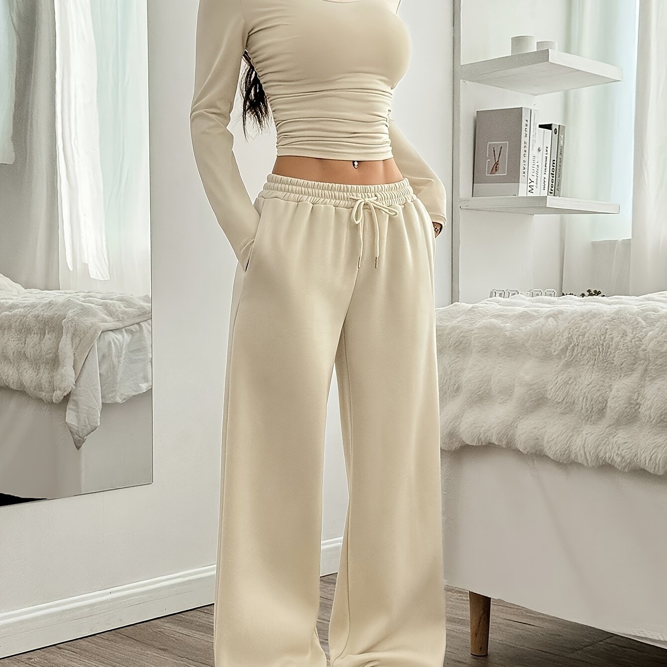 Lounge Set | Drawstring Waist | Comfortable Everyday Wear | Polyester