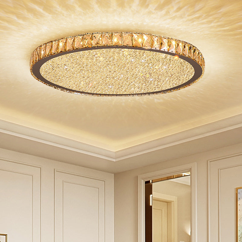 8.5"/14"/18" Wide Circular Flush Mount Light Modern Crystal 1-Light Clear/Amber LED Ceiling Light Fixture in Warm/White Light Clearhalo 'Ceiling Lights' 'Close To Ceiling Lights' 'Close to ceiling' 'Flush mount' Lighting' 106814