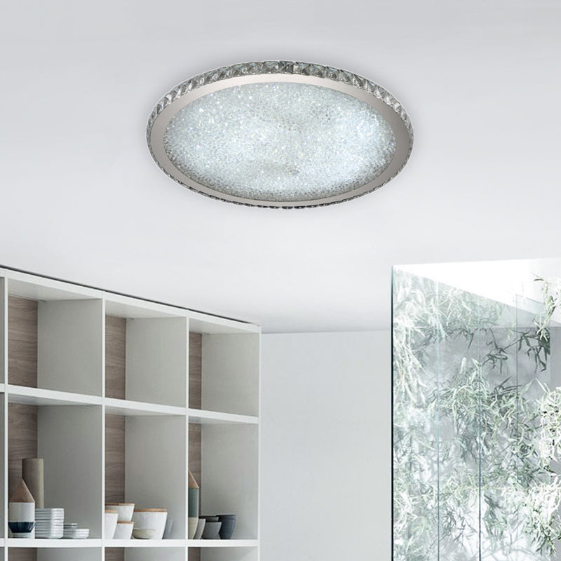 8.5"/14"/18" Wide Circular Flush Mount Light Modern Crystal 1-Light Clear/Amber LED Ceiling Light Fixture in Warm/White Light Clearhalo 'Ceiling Lights' 'Close To Ceiling Lights' 'Close to ceiling' 'Flush mount' Lighting' 460215