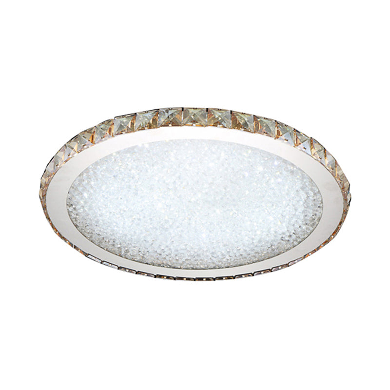 8.5"/14"/18" Wide Circular Flush Mount Light Modern Crystal 1-Light Clear/Amber LED Ceiling Light Fixture in Warm/White Light Clearhalo 'Ceiling Lights' 'Close To Ceiling Lights' 'Close to ceiling' 'Flush mount' Lighting' 106805