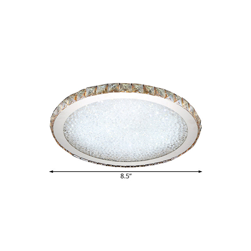 8.5"/14"/18" Wide Modern Crystal Flush Mount Light Fixture - 1-Light Clear/Amber LED Ceiling Light in Warm/White Light