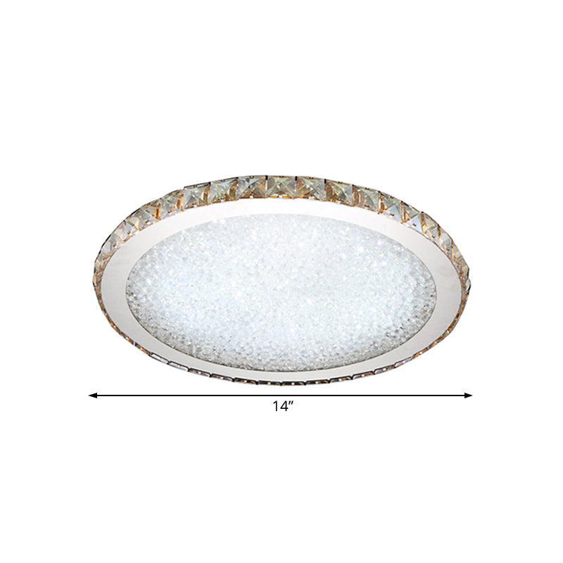 8.5"/14"/18" Wide Modern Crystal Flush Mount Light Fixture - 1-Light Clear/Amber LED Ceiling Light in Warm/White Light