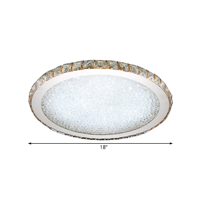 8.5"/14"/18" Wide Modern Crystal Flush Mount Light Fixture - 1-Light Clear/Amber LED Ceiling Light in Warm/White Light