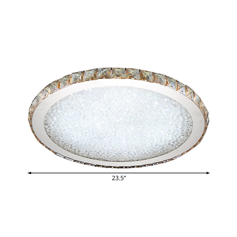 8.5"/14"/18" Wide Modern Crystal Flush Mount Light Fixture - 1-Light Clear/Amber LED Ceiling Light in Warm/White Light