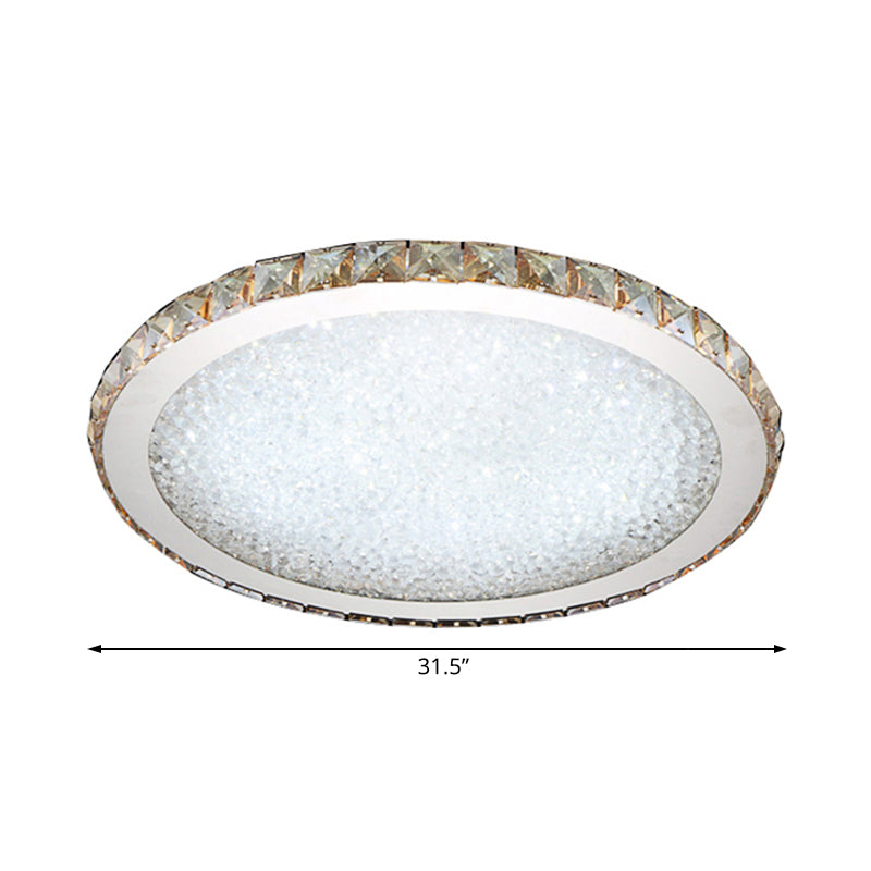 8.5"/14"/18" Wide Modern Crystal Flush Mount Light Fixture - 1-Light Clear/Amber LED Ceiling Light in Warm/White Light