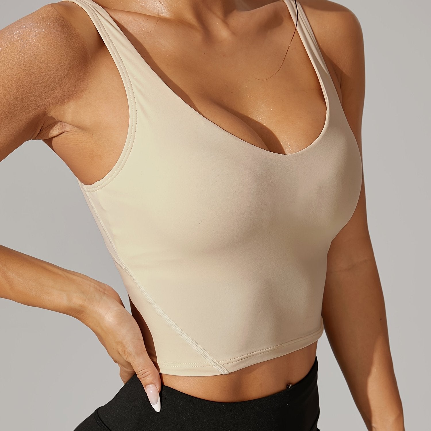 Versatile Backless V-Neck Crop Top for Active Lifestyles