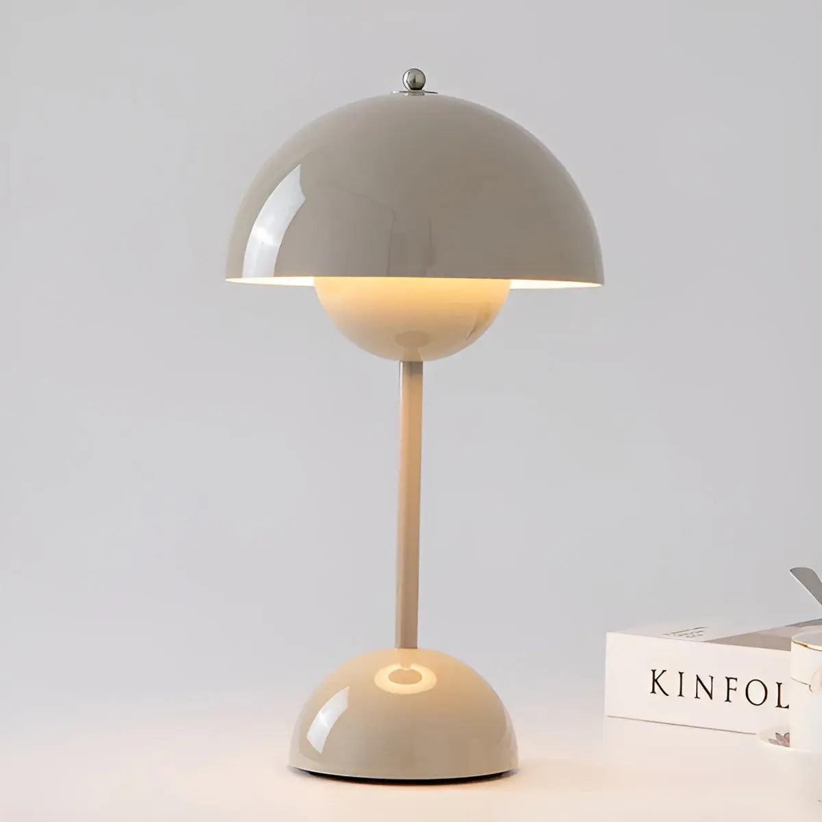 Table Lamp | Two-Sphere Mushroom Design | Stainless Steel | Customizable Brightness