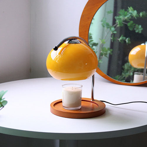 Taavita Vintage Glass Dome Solid Wood Base 1-Light Table Lamp with Melting Wax