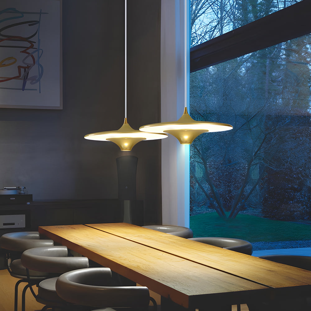 13.8'' LED Metal Hanging UFO Pendant Light 1-Light Round Small Spaceship Lamp for Bar