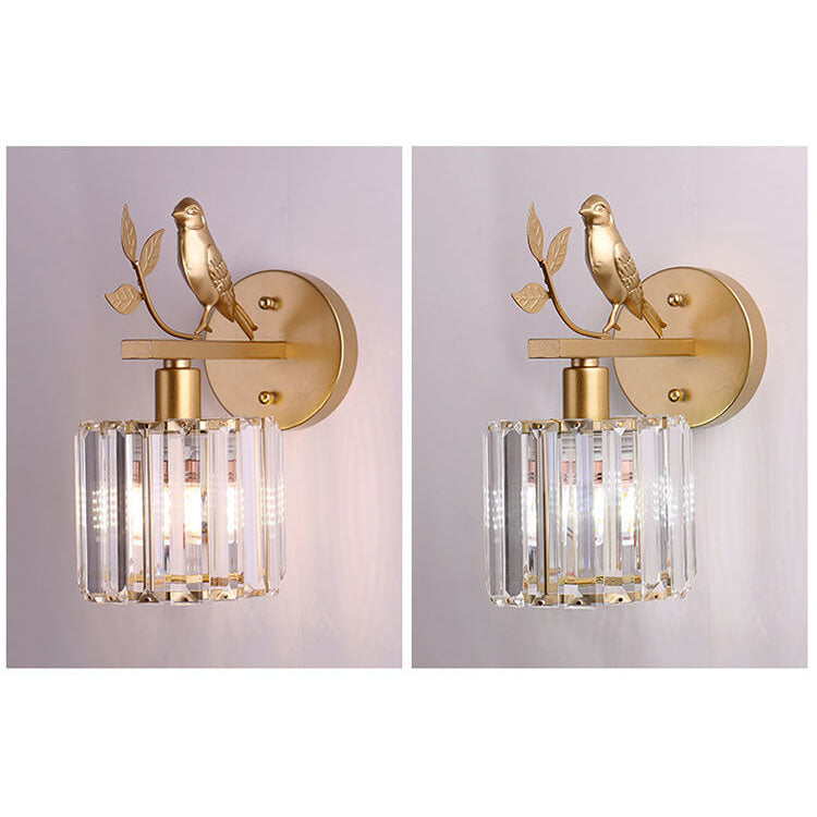 Taavita Light Luxury Crystal Bird Wall Lamp 1-Light Wall Lamp