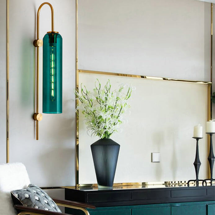 Taavita Luxury Glass Column Bent Arm 1-Light Wall Lamp