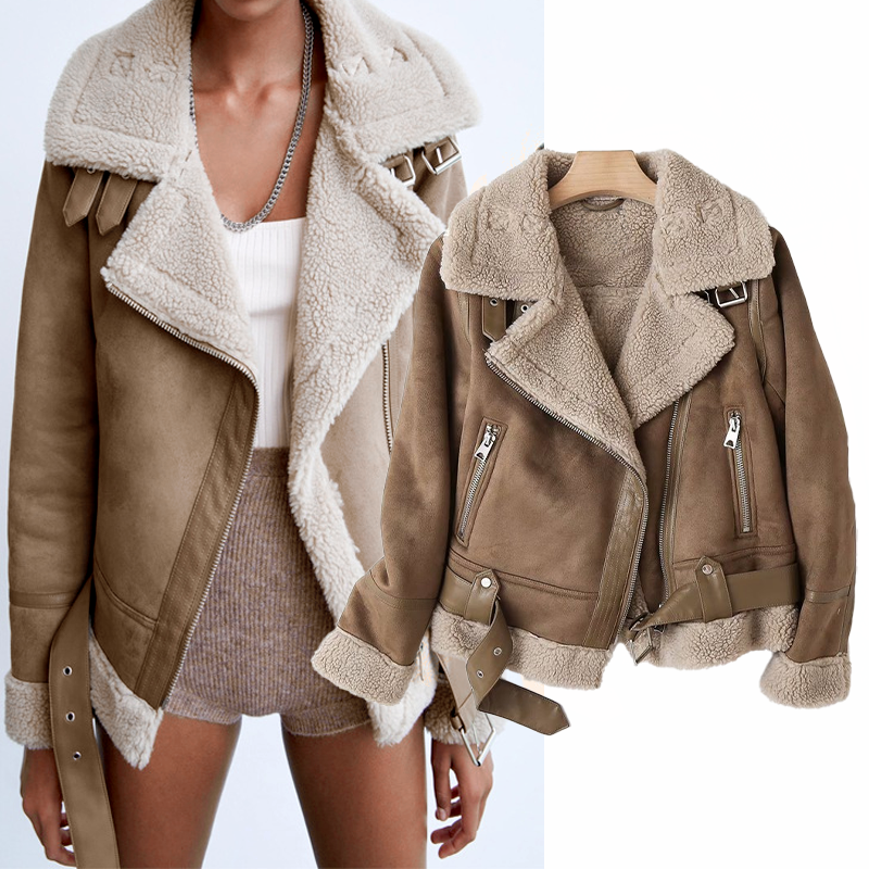 Women’s Leather Jacket | Sherpa Fleece Lining & Metal Zipper | Mid-Length Cut | Comfortable Fit