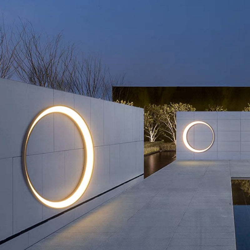 Modern Minimalist IP65 Crescent Circle Stainless Steel PC Waterproof LED Wall Light Lamp for Outdoor Terrace