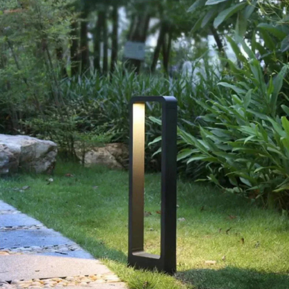 Sleek Waterproof LED Garden Path Light in Black Aluminum